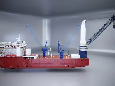 Crane Ship Used Low-poly 3D model