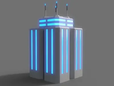 PBR Sci-Fi Building A37 Low-poly 3D model