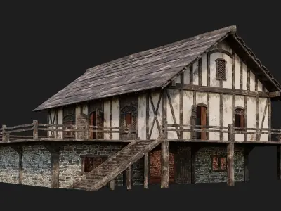 Old Medieval House 4K Textures GameReady 153 Low-poly 3D model