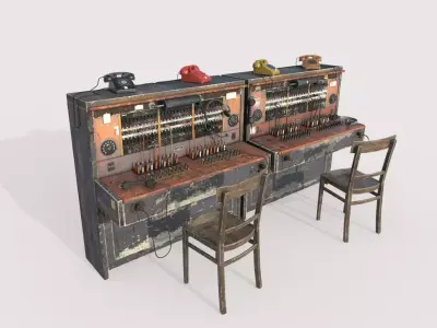 Old Double Telephone Switch 3D model