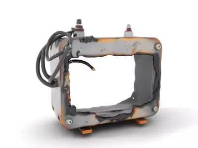 Rusty Industrial Coil Cover with Wires Model Pack Low-poly 3D model