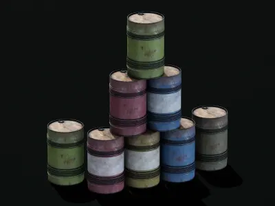 Metal Barrel Pack Free low-poly 3D model