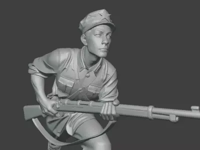 Military sculpture warrior  military battle war hero  soldier 3D print model 19