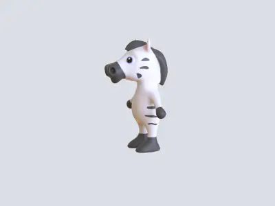High-Quality 3D Cute Zebra for Games Low-poly 3D model