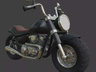Cartoon Black Chopper Motorcycle 3D Model 3D model