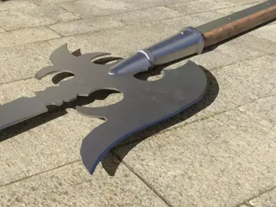 German Lutel Halberd Low-poly 3D model