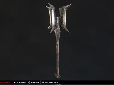 Orc Goblin Worn Iron Mace - fantasy PBR game ready weapon Low-poly 3D model