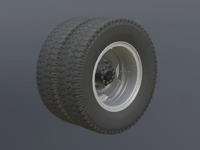 Complete set of wheels for GAZ-53 truck Free low-poly 3D model
