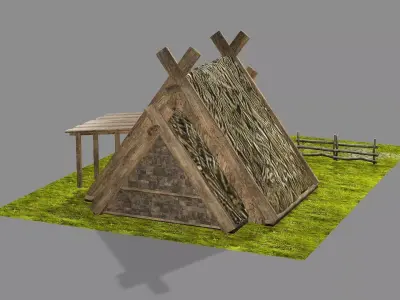 Medieval Viking House 08 Game Ready Low-poly 3D Model Low-poly 3D model
