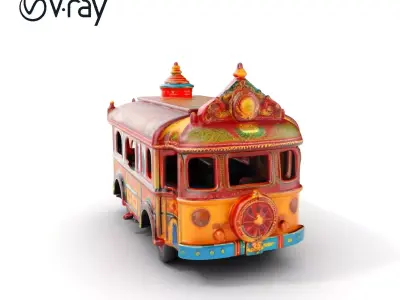 Ornate Vintage Bus D Model Pack Low-poly 3D model