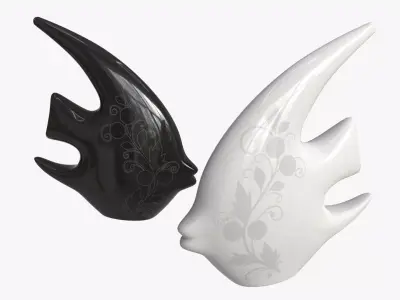Abstract Fish Ceramic Figurine Set 03 3D model