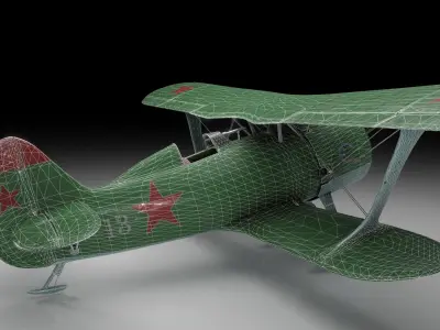 Biplan I-15 bis Low-poly 3D model