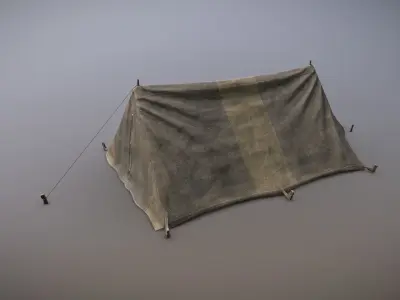Military Tent WWII TwoSleeping close vr2 Low-poly 3D model