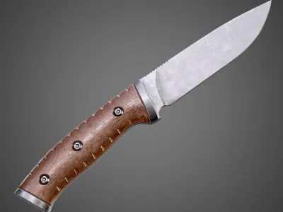 Buck Selkirk Tactical Knife AAA PBR Game Ready Melee Asset Low-poly 3D model