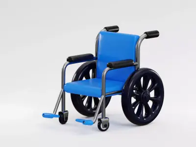 Cartoon Wheelchair Low-poly 3D model