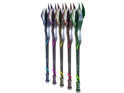 a set of cutting weapons Low-poly 3D model 6