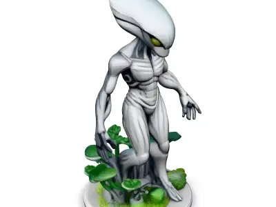 Highly Detailed SciFi Alien Statue Low-poly 3D model