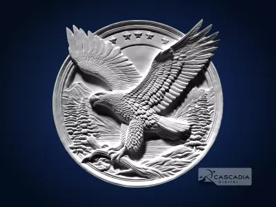 Eagle Emblem Round - CNC Router Carving Casting animal 3D print model
