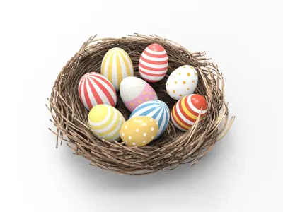 Easter Nest with Eggs 3D model