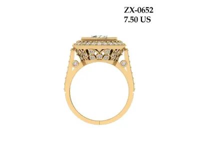Wedding Art Deco Ring 3D print model 7