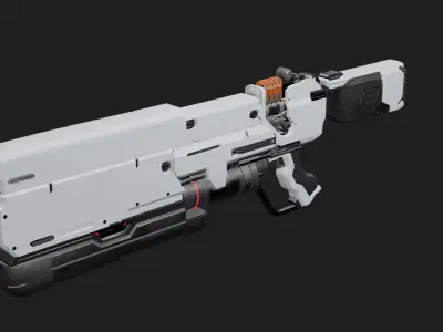 4 RIGGED SCIFI GUNS Low-poly 3D model