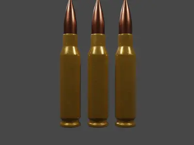 762 mm Bullet High Poly Free 3D model