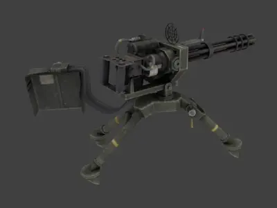 Machine Gun GMG low poly 3d model Low-poly 3D model