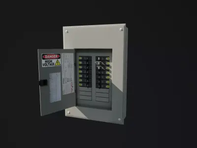  Breaker Box - Electrical Panel  - Game Ready - PBR Low Poly Low-poly 3D model