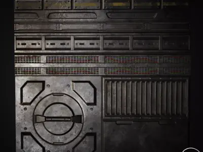 Si-Fi tunnel trim sheet Low-poly 3D model