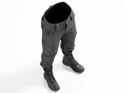 Black Pants With Boots 1 3D model