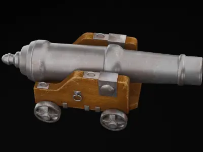Pirate Cannon Low-poly 3D model 2