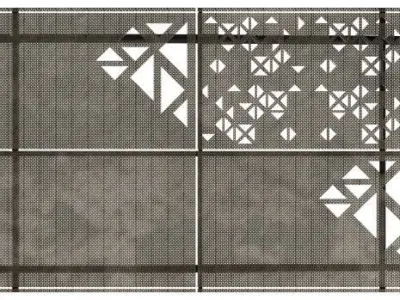 Perforated facade panels Low-poly 3D model
