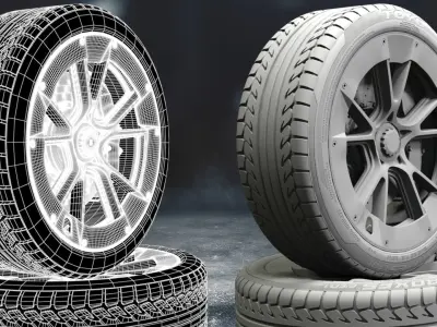 porsche sport car tyre 3D model by Akbarov030