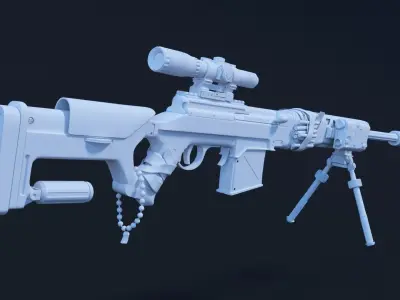 Customized SVT40 Sniper Rifle High Poly 3D model