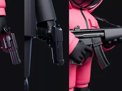 Stylized Guns Low-poly 3D model