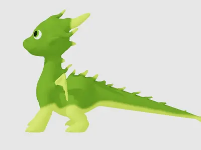 Green Cute  dragon  3D model