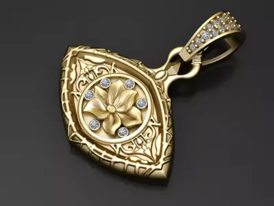 ANTIQUE EYES SHAPE PENDANT 3D PRINTABLE MODEL 3D print model