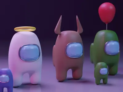 Among Us Character Pack - Basic Character - Hats and Mini Low-poly 3D model