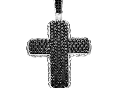 Antique Black Diamond Cross Pendant 3D print model