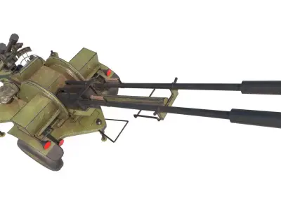 ZU-23-2 Pilica rocket-artillery set anti-aircraft Low-poly 3D model
