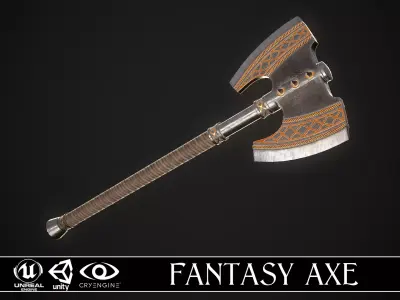 Fantasy Axe 2D Low-poly 3D model
