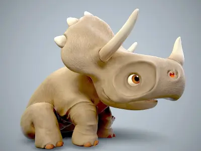 Cartoon baby dino Low-poly 3D model