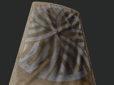 Slavic square leather shield-painted white nordic symbol Low-poly 3D model