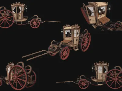 Vintage carriage Low-poly 3D model