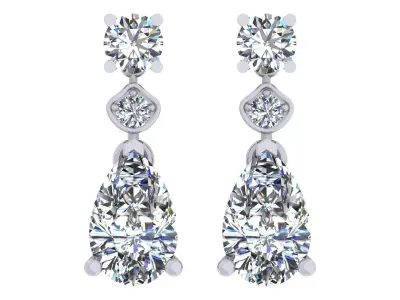 Pear And Round Stone Earring 3D print model