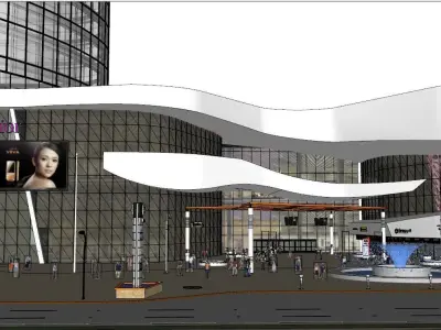 Commercial street building Shopping center Business buildings 3D model