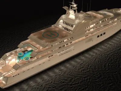 Dubai Superyacht Night Scene 3D model