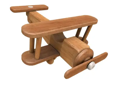 Wooden Toy Biplane Airplane Low Poly Low-poly 3D model