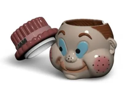 Jam jar head boy vintage 1950 3D print model