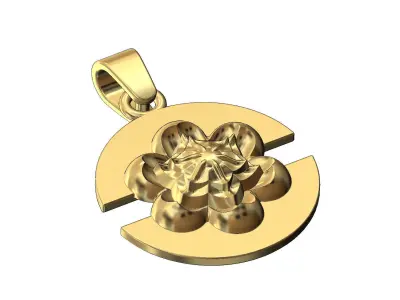 Corolla flower split round pendant with bail 3D print model